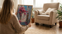 Bahrain Coastal Poster, Pink Bougainvillea - Carved Door Decor