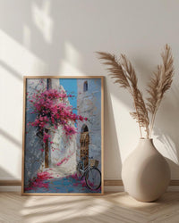 Bahrain Coastal Poster, Pink Bougainvillea - Carved Door Decor