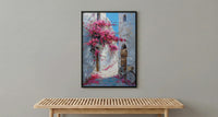 Bahrain Coastal Poster, Pink Bougainvillea - Carved Door Decor