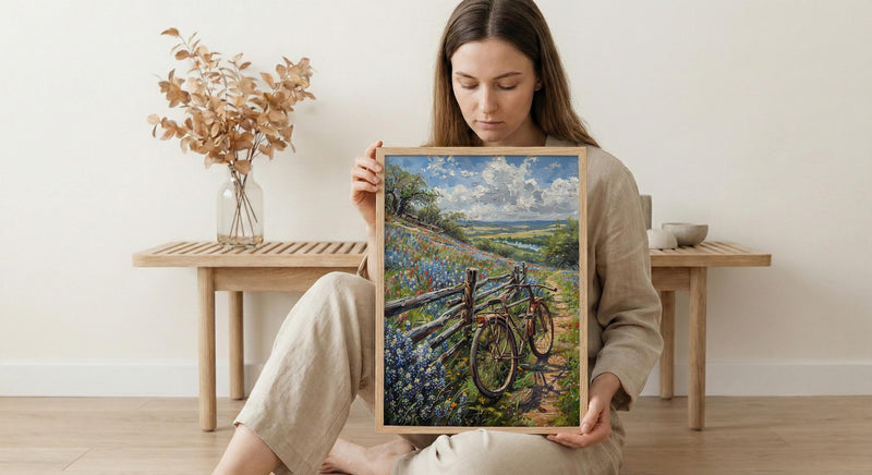 Texas Wildflower Art Print, Bluebonnet Decor - Spring Landscape
