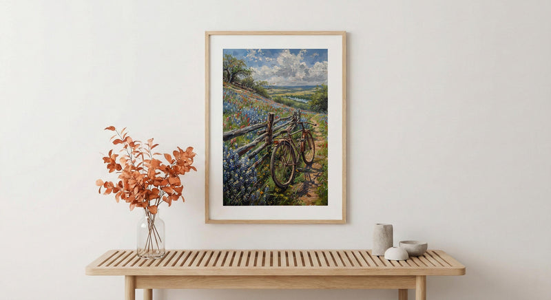 Texas Wildflower Art Print, Bluebonnet Decor - Spring Landscape