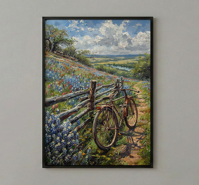Texas Wildflower Art Print, Bluebonnet Decor - Spring Landscape