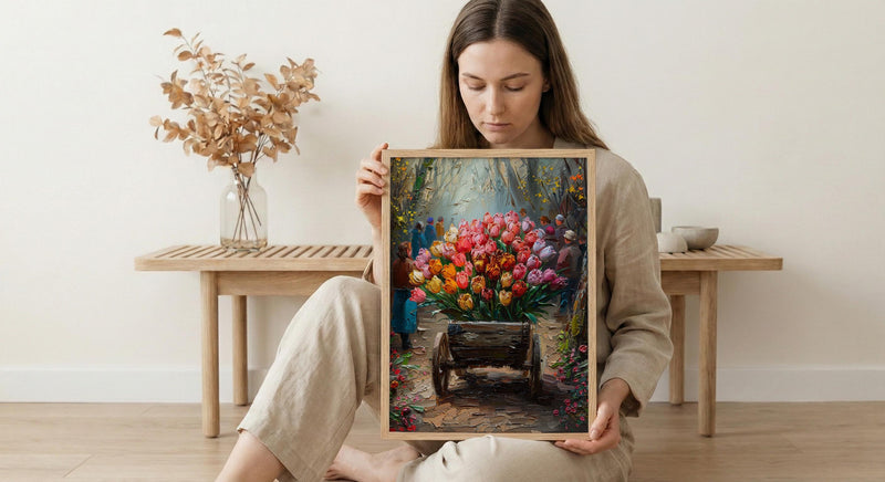 Victoria BC Wall Art, Spring Garden Decor - Colorful Tulip Print