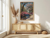 Savannah Spring Poster, Georgia Travel Decor - Azalea Flower Art