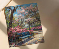Savannah Spring Poster, Georgia Travel Decor - Azalea Flower Art