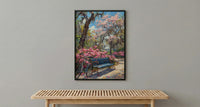 Savannah Spring Poster, Georgia Travel Decor - Azalea Flower Art