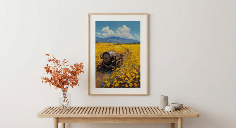 Napa Valley Art Print, Rustic Vineyard Decor - Spring Mustard Art