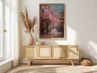 Boston Beacon Hill Art Print, Pink Magnolia Decor - Spring Poster