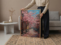 Boston Beacon Hill Art Print, Pink Magnolia Decor - Spring Poster