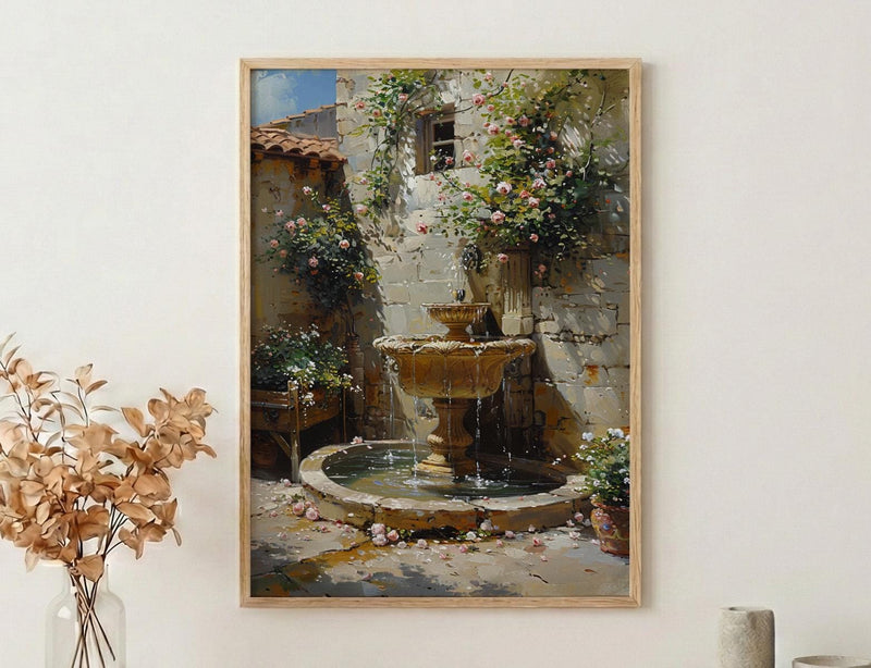 Damascus Courtyard Poster, Jasmine Decor - Historic Fountain