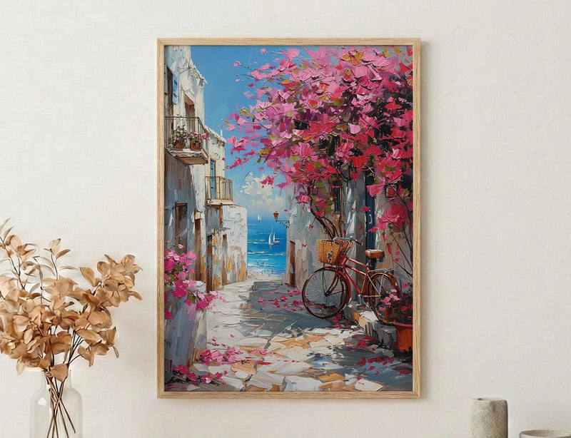 Alexandria Wall Art, Coastal Spring Decor - Pink Bougainvillea