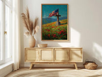 Veteran Memorial Wall Art, Old Wooden Cross Print - Rustic Patriotic Decor