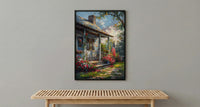 Americana Porch Wall Art, Vintage American Flag Decor - Nostalgic Country Print