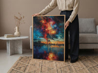 Washington Monument Poster, 4th of July Fireworks Decor - Patriotic City Art