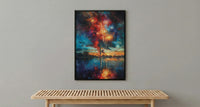 Washington Monument Poster, 4th of July Fireworks Decor - Patriotic City Art