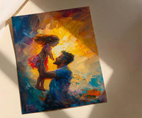 Father And Child Art Print, Father's Day Gift Decor - Summer Silhouette Poster