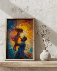 Father And Child Art Print, Father's Day Gift Decor - Summer Silhouette Poster