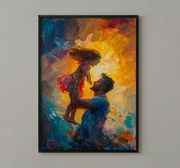 Father And Child Art Print, Father's Day Gift Decor - Summer Silhouette Poster