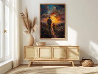 Father And Son Wall Art, Walking Together Decor - Sunset Country Print