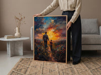 Father And Son Wall Art, Walking Together Decor - Sunset Country Print