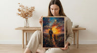 Father And Son Wall Art, Walking Together Decor - Sunset Country Print