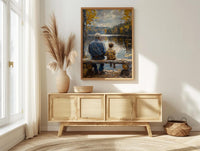Grandfather And Grandson Poster, Fishing Lake Decor - Grandpa Gift Art
