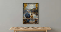 Grandfather And Grandson Poster, Fishing Lake Decor - Grandpa Gift Art