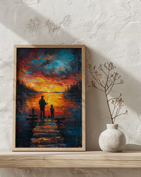 Father And Son Fishing Wall Art, Lake Dock Decor - Rustic Outdoor Print