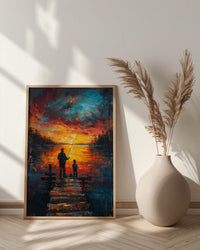 Father And Son Fishing Wall Art, Lake Dock Decor - Rustic Outdoor Print