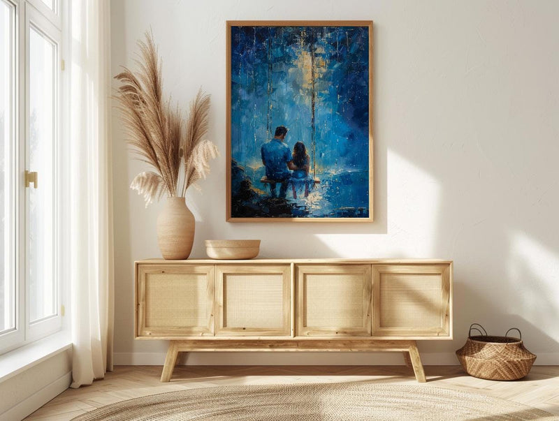 Porch Swing Poster, Father And Child Decor - Summer Storm Landscape Art