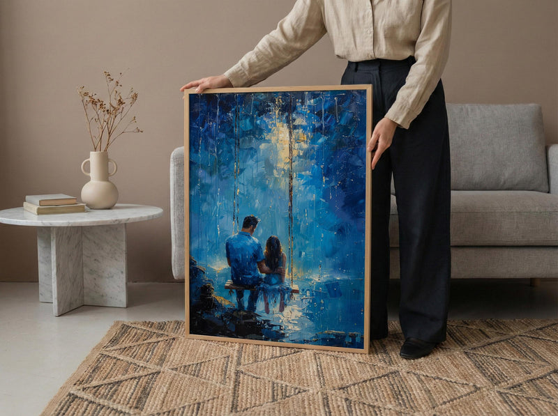 Porch Swing Poster, Father And Child Decor - Summer Storm Landscape Art