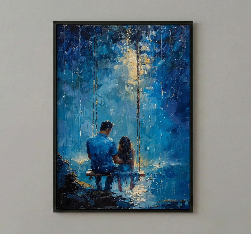 Porch Swing Poster, Father And Child Decor - Summer Storm Landscape Art