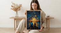 Watching Stars Wall Art, Father And Daughter Decor - Night Sky Landscape Print