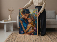 Comforting Child Poster, Father Support Decor - Emotional Family Wall Art