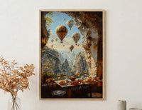 Cappadocia Window Wall Art, Hot Air Balloon Decor - Sunrise Stone Room