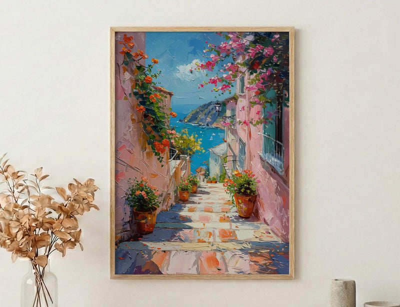 Valparaiso Wall Art, Chile Spring Decor - Colorful Staircase Print