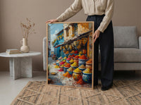 African Market Art Print, Spice Stall Decor - Summer Street Landscape