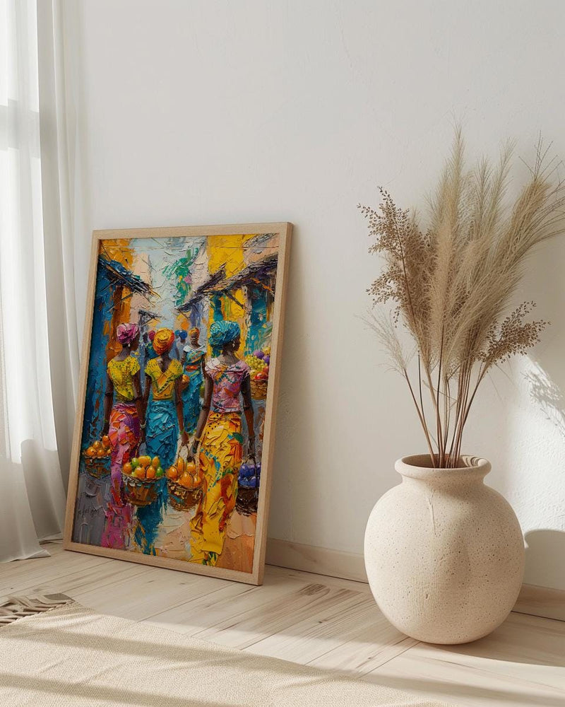 Tropical Fruit Wall Art, African Market Decor - Summer Vendor Print