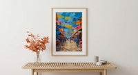 African Market Poster, Kente Cloth Decor - Colorful Textile Art
