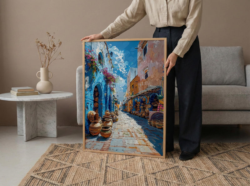 African Alley Art Print, Terracotta Village Decor - Sun Drenched Market