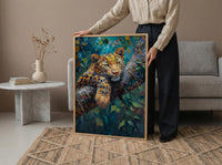 Leopard Wall Art, African Jungle Wall Decor - Golden Sunlight Landscape
