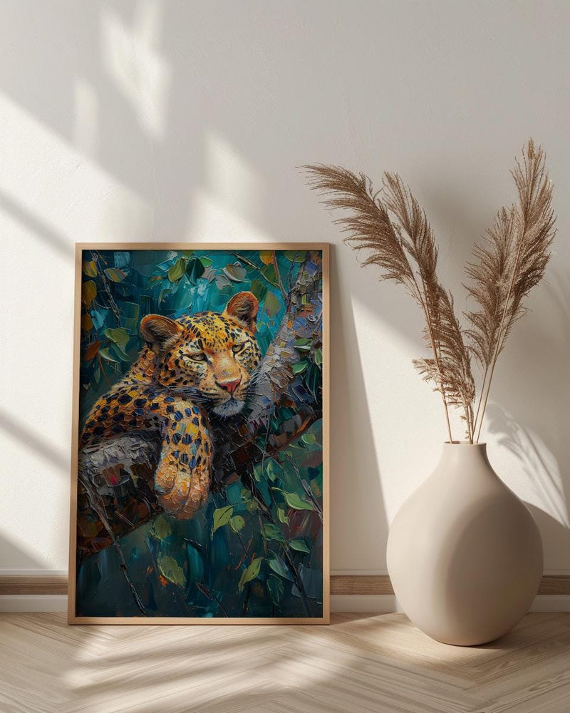 Leopard Wall Art, African Jungle Wall Decor - Golden Sunlight Landscape