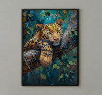 Leopard Wall Art, African Jungle Wall Decor - Golden Sunlight Landscape