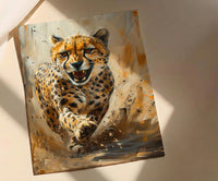 Running Cheetah Poster, African Plains Wall Decor - Dynamic Wildlife Art