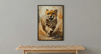 Running Cheetah Poster, African Plains Wall Decor - Dynamic Wildlife Art
