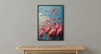 Pink Flamingo Wall Art, Turquoise Lake Decor - Coastal Africa Print