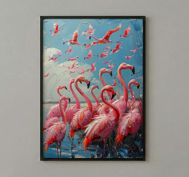 Pink Flamingo Wall Art, Turquoise Lake Decor - Coastal Africa Print