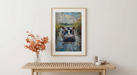 African Hippo Poster, River Reeds Decor - Green Nature Landscape