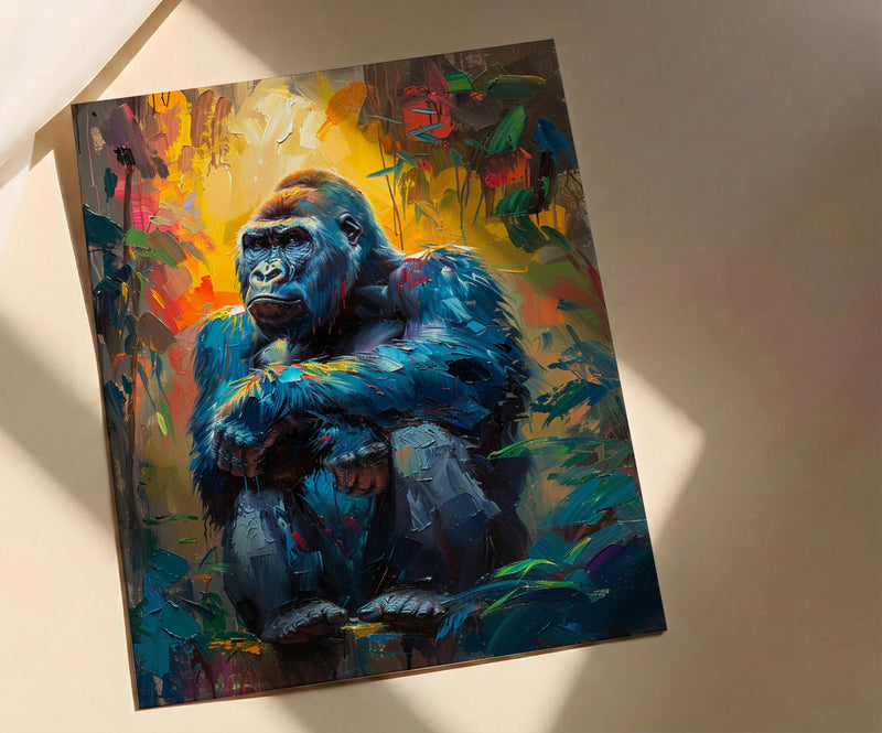 Silverback Gorilla Art, African Jungle Decor - Rainforest Landscape