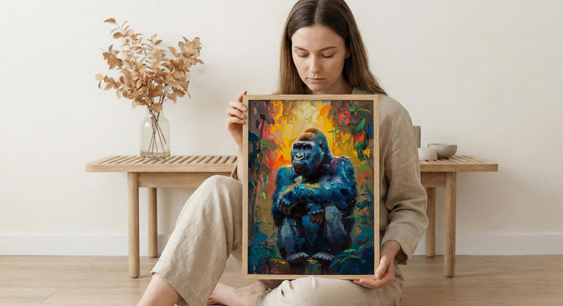 Silverback Gorilla Art, African Jungle Decor - Rainforest Landscape